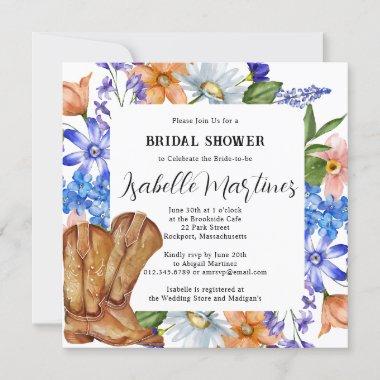 Purple Blue Pink Wildflower Floral Bridal Shower Invitations