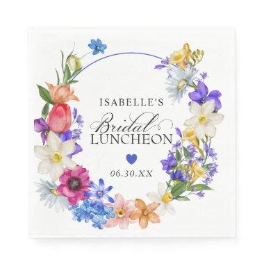 Purple Blue Red Wildflower Bridal Luncheon Shower Napkins