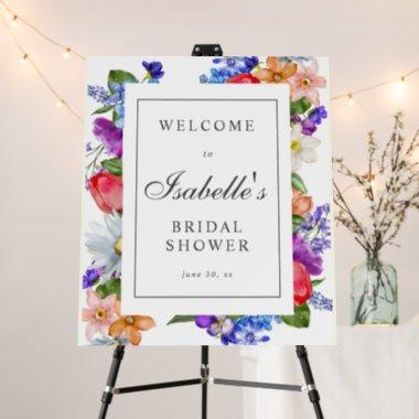 Purple Blue Red Wildflower Bridal Shower Welcome Foam Board