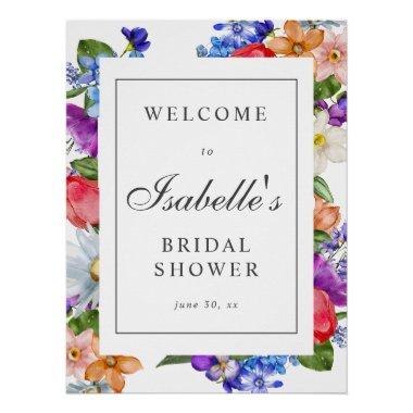 Purple Blue Red Wildflower Bridal Shower Welcome Poster