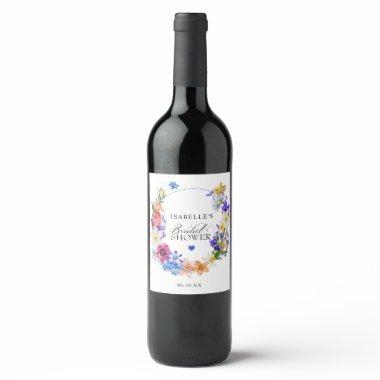 Purple Blue Red Wildflower  Wine Label