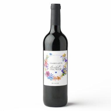 Purple Blue Red Wildflower Bridal Shower Wine Label