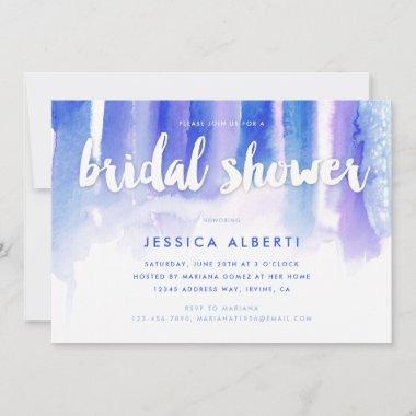 Purple Blue Watercolors Bridal Shower Invitations