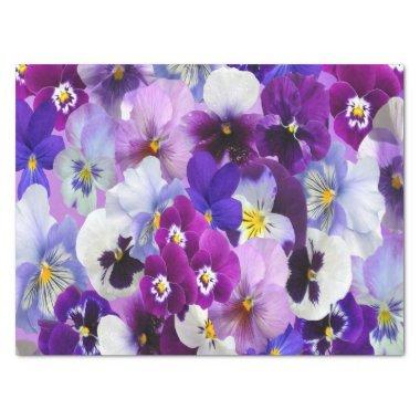 Purple Blue White Pansy Floral Flower Brirthday Tissue Paper