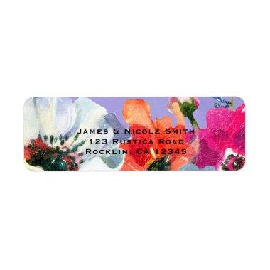 Purple Bold Painted Floral Pop Bridal Shower Label