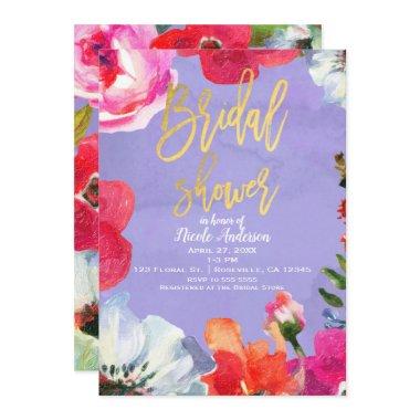 Purple Bold Painted Floral Pop Gold