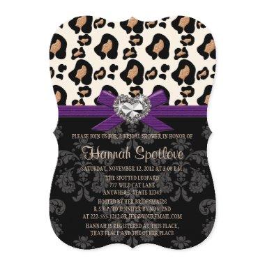 Purple Bow Leopard Print Bling