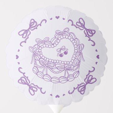 Purple Bow Retro Heart Coquette Cake Bachelorette Balloon