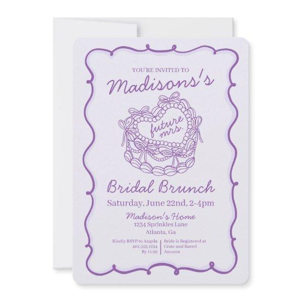 Purple Bow Retro Heart Coquette Cake Bridal Brunch