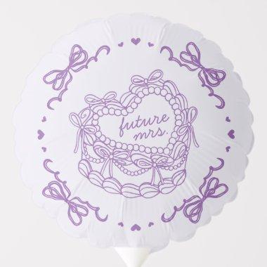 Purple Bow Retro Heart Coquette Cake  Balloon