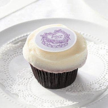 Purple Bow Retro Heart Coquette Cake  Edible Frosting Rounds