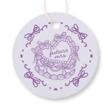 Purple Bow Retro Heart Coquette Cake  Favor Tags