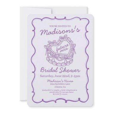 Purple Bow Retro Heart Coquette Cake