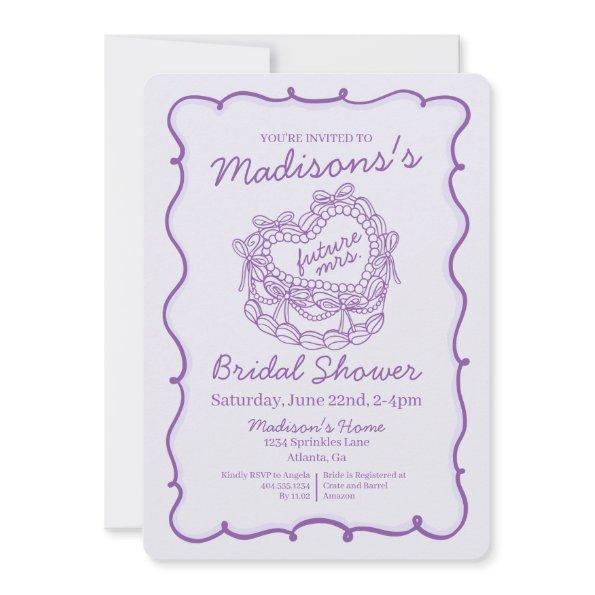 Purple Bow Retro Heart Coquette Cake
