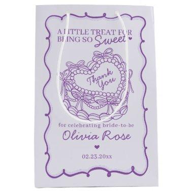 Purple Bow Retro Heart Coquette Cake  Medium Gift Bag
