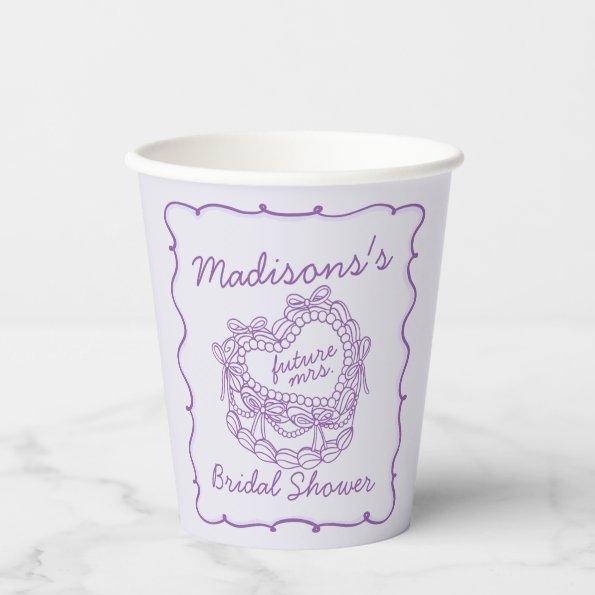 Purple Bow Retro Heart Coquette Cake  Paper Cups
