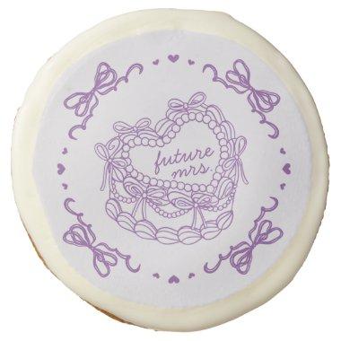 Purple Bow Retro Heart Coquette Cake  Sugar Cookie