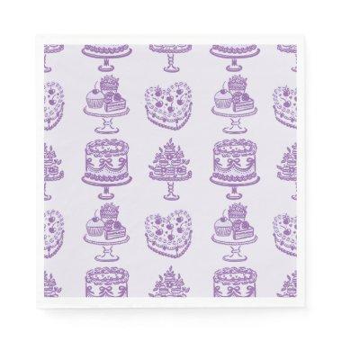 Purple Bow Retro Heart Coquette Cake Valentines Napkins