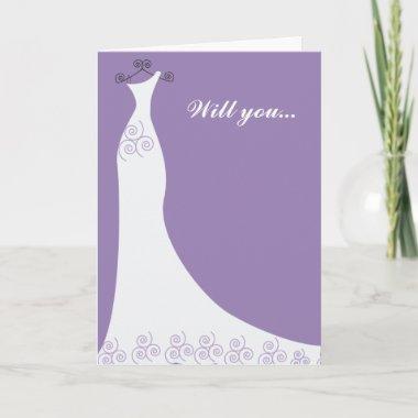 Purple Bridal Gown Bridesmaid Invitations
