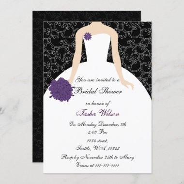 purple Bridal Shower Invitations