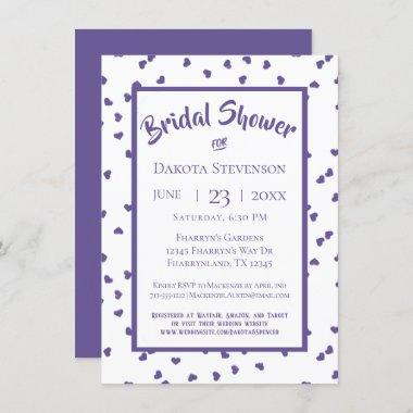 Purple Bridal Shower | Modern Ultra-Violet Hearts Invitations