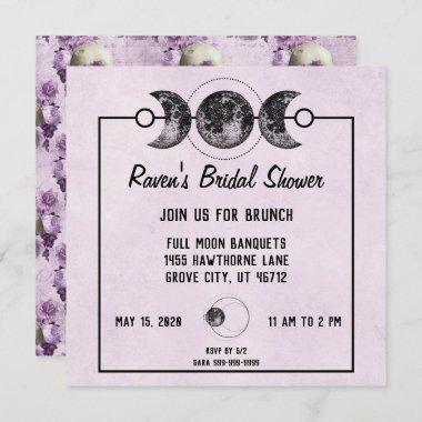 Purple Bridal Shower Skulls Roses Goth Wicca Invitations