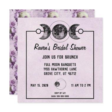 Purple Bridal Shower Skulls Roses Goth Wicca Invitations