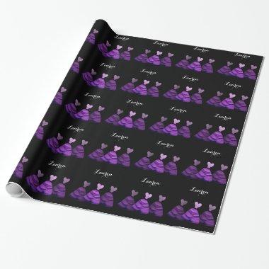 PURPLE Bridesmaid Dresses Custom Name V16 Wrapping Paper