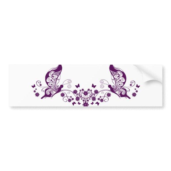 Purple Butterflies Bumper Sticker