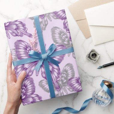 Purple Butterflies Wrapping Paper