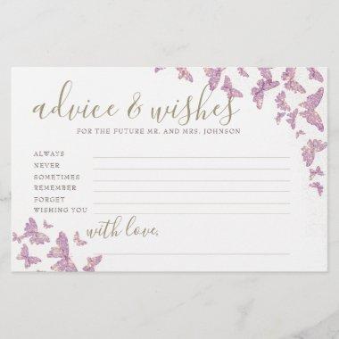 Purple Butterfly Advice Game Mr Mrs Bridal Shower Stationery