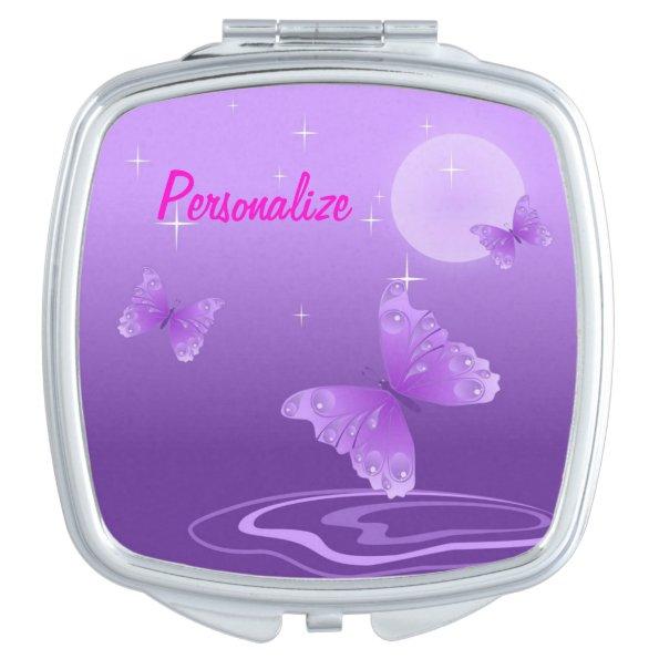 "Purple Butterfly" Compact Mirror