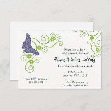 Purple Butterfly Floral Bridal Shower Invite