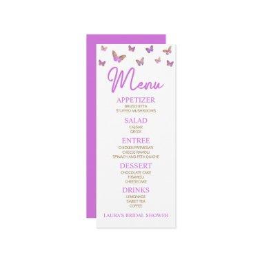 Purple Butterfly Themed  Food Menu