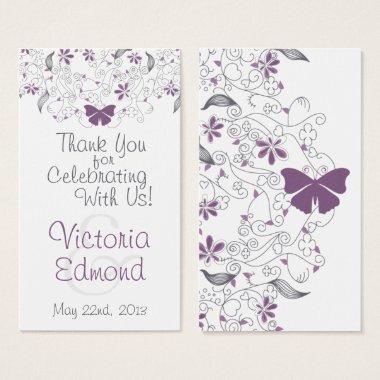 Purple Butterfly Whimsy Wedding Favor Tag