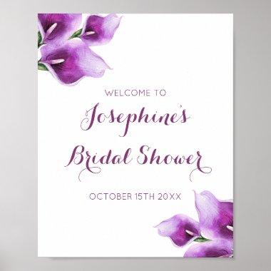 Purple Calla Lily Floral Bridal Shower Poster