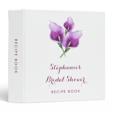 Purple Calla Lily Floral  Recipe 3 Ring Binder