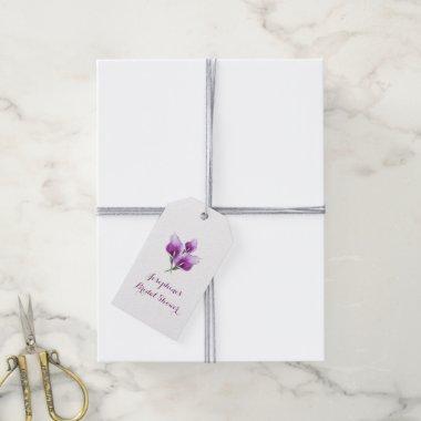 Purple Calla Lily Floral Watercolor Bridal Shower Gift Tags