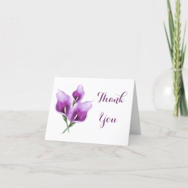 Purple Calla Lily Floral Watercolor Bridal Shower Thank You Invitations