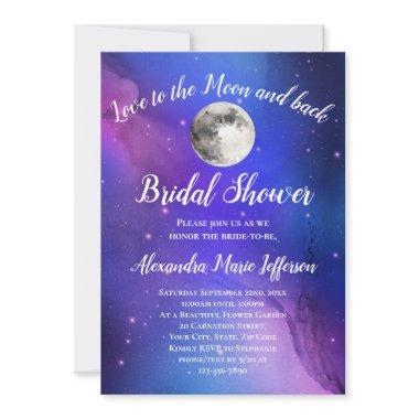 Purple Celestial Full Moon Lunar Bridal Shower Invitations