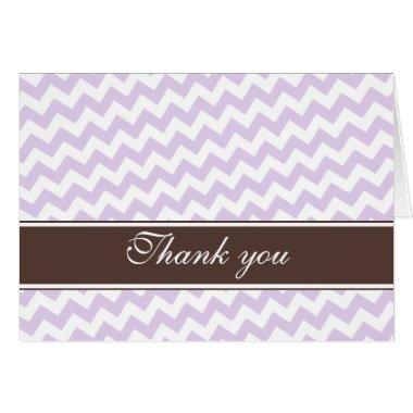 Purple Chevron Brown Stripe custom Thank You Invitations