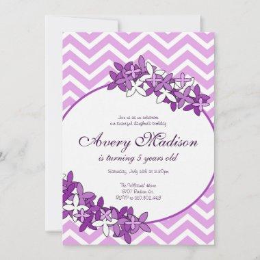Purple ChevronModern with flower floral Invitations