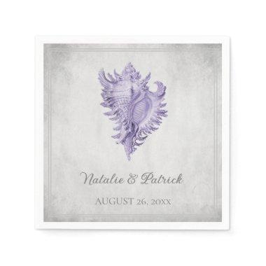 Purple Conch Shell Wedding Paper Napkins