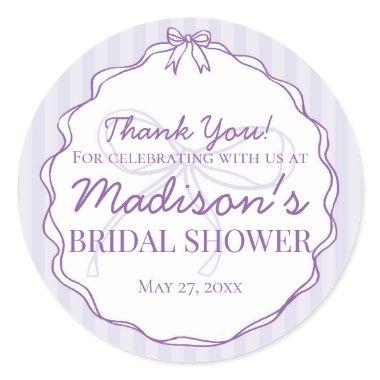 Purple Coquette Bow Pastel  Favor Classic Round Sticker