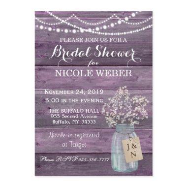 Purple Country Mason Jar Barn  Invite