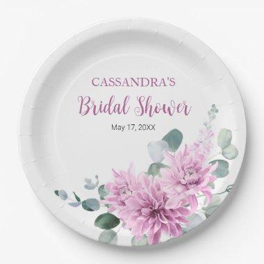 Purple Dahlia Eucalyptus Greenery  Paper Plates