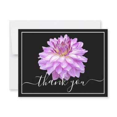 Purple Dahlia With Black Background Thank You PostInvitations