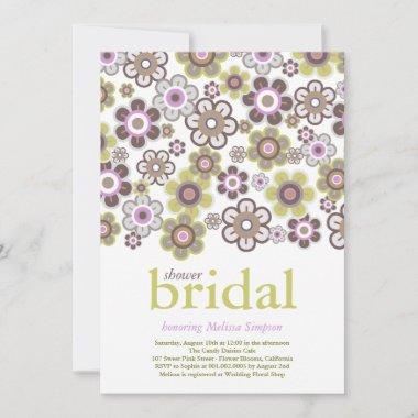 Purple Daisies Flowers Bloom Bridal Shower Wedding Invitations