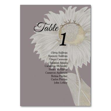 Purple Daisy Antique Table Numbers Sign Guests