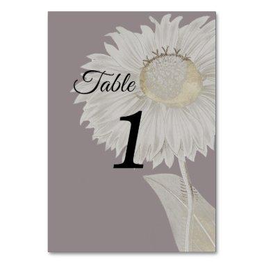 Purple Daisy Antique Wedding Table Numbers Sign